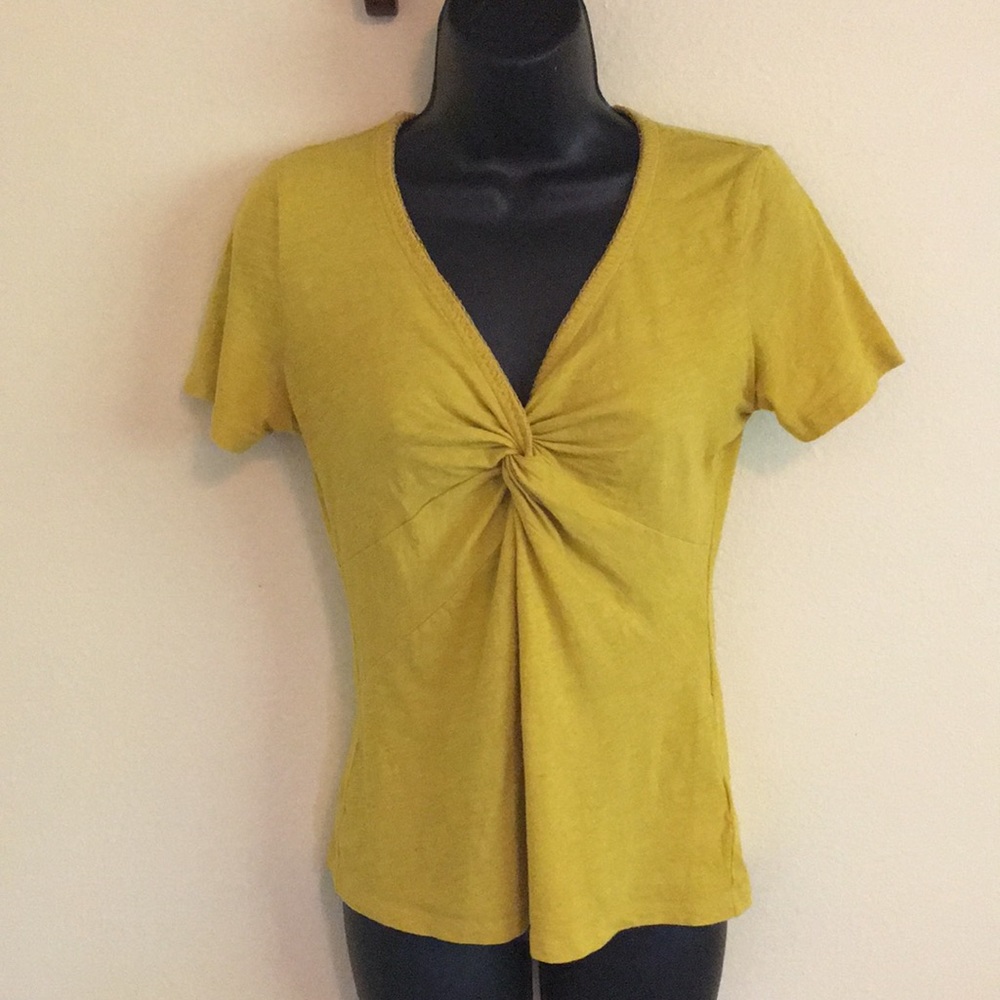 Gold yellow twist knit top. Anthropologie. Small.